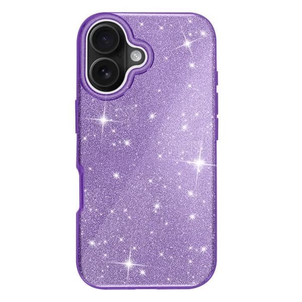 Glittrande skyddande fodral för iPhone 16, lila Lila