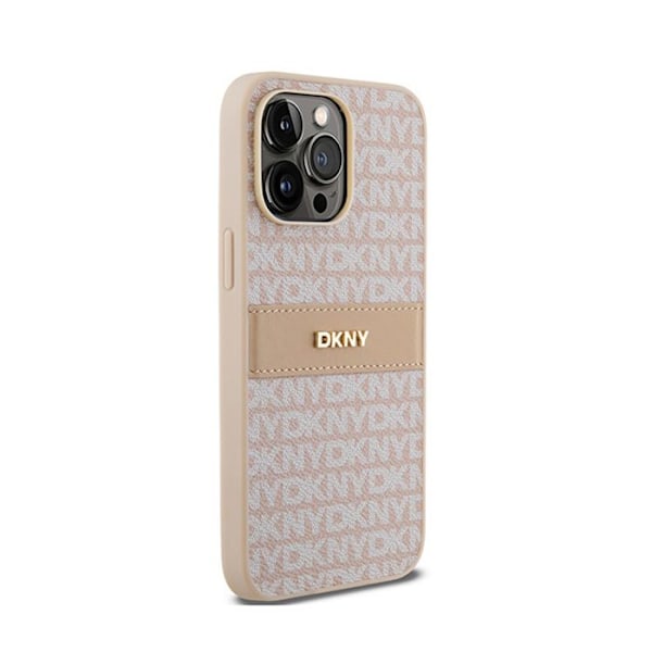 DKNY Læder Mono Stripe & Metal Logo - Etui til iPhone 14 Pro Max (Pink)