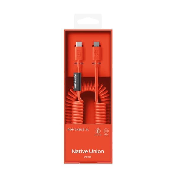 USB-C - USB-C -kaapeli 60W Kierretty 2.4m POP-sarja Nopea Lataus Native Union Punainen Röd
