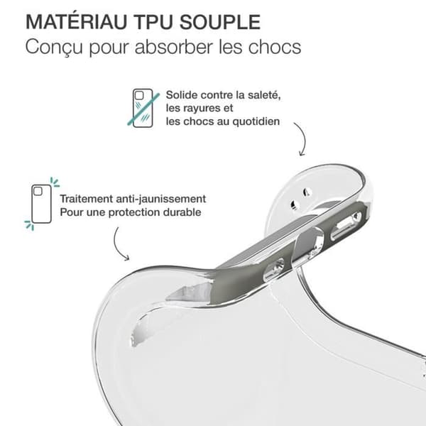 Coque - BIGBEN - iPhone 16 Pro Max - Blød - Anti-gulning - Transparent Transparent