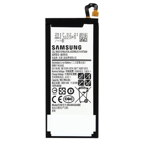 Batteri - SAMSUNG - EB-BA520ABE - 3000mAh - Litiumjon - Galaxy A5/J5 2017 Grå