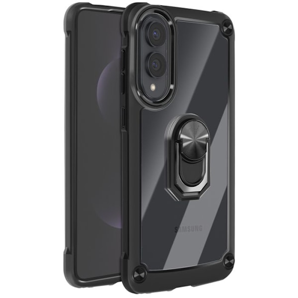 Coque til Samsung Galaxy S25 Edge Magnetisk Ring Video Støtte Sort Svart
