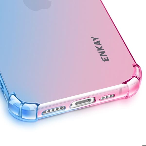 Coque en silicone - iPhone 16e - Blå/Rosa gradient - Stødabsorberende - Airbag Drop-beskyttelse Blå/rosa