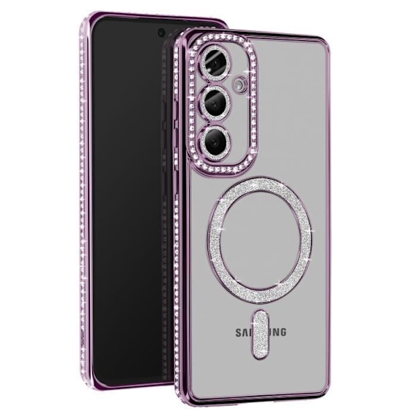 Coque Diamant pour Samsung Galaxy S24 FE MagSafe Contour Strass Violet Lila