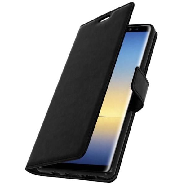 Galaxy Note 8 Cover - AVIZAR - Folio Wallet Cover - Eco-læder - Silikone - Sort Svart