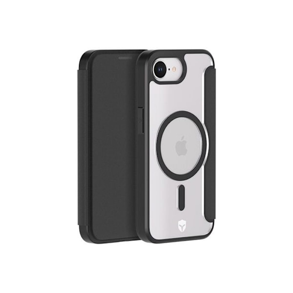 Coque ja puhelintasku Forcecase Folio vahvistettu Magneetti Musta iPhone 16e varten