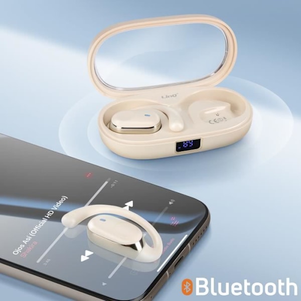 Trådløse hovedtelefoner - LINQ - Åben model - Bluetooth 5.3 - Svedtæt - LED Display Vit