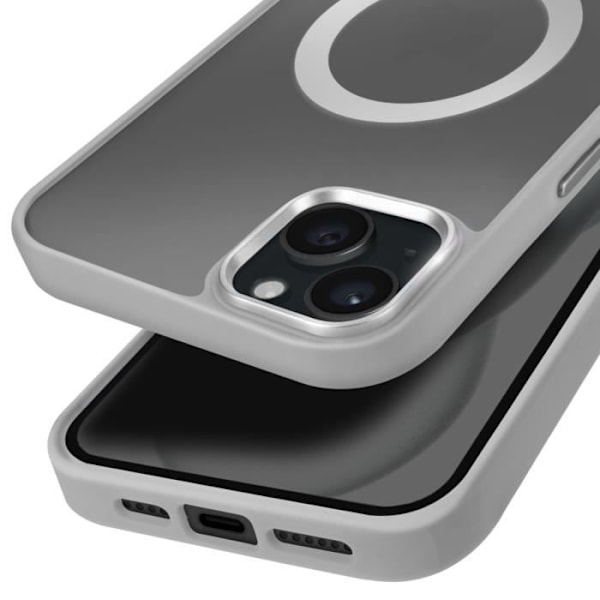 MagSafe-kuori iPhone 15 Plus ja 14 Plus Matta Taustagrafiikka Harmaa Reuna Grå