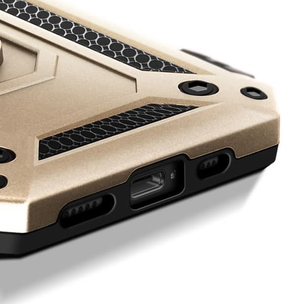 iPhone 16e cover - Hybrid - Video Stander Ring - Shockproof - Guld Gul