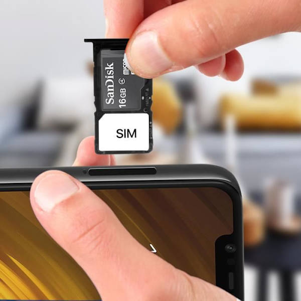 SIM-kortsfack - Xiaomi - Pocophone F1 - 1x Nano SIM - 1x Micro SD - Svart Svart