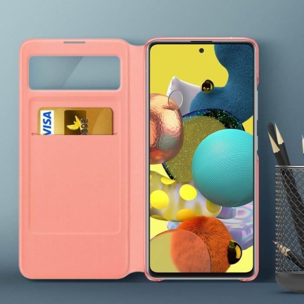 Kotelo - Samsung - Galaxy A51 5G - Älykäs Ikkuna - Korttipidike - Valkoinen