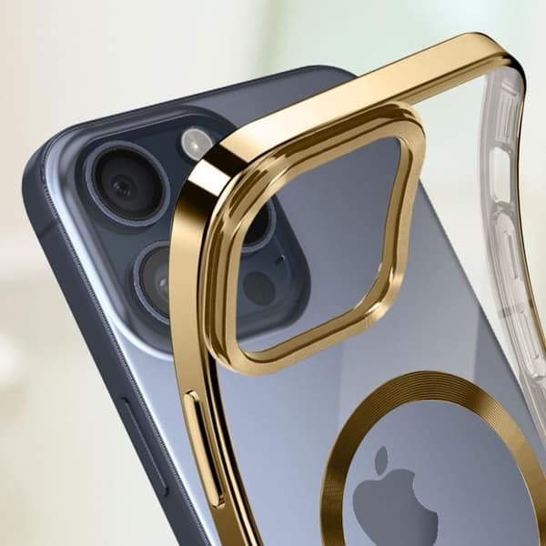AVIZAR Beskyttelsescover til iPhone 15 Pro - Silikone - Guld Chrome Contour Gul