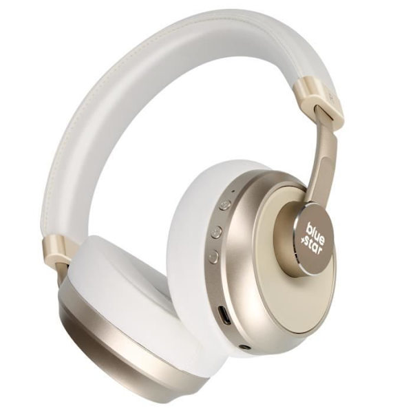 Bluetooth headset - BLUESTAR - Blue Star model - 40 timers batterilevetid - Integreret mikrofon - Multifunktionsknapper Vit