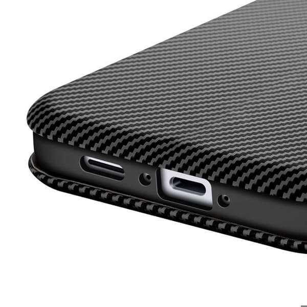Etui til Galaxy A37 Carbon Effekt med RFID Anti-kortlomme Sort Svart