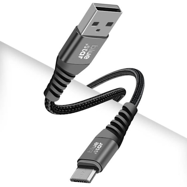 USB-mikro-USB-kaapeli 2A Lataussynkronointi Nylon punottu 1,2m Blue Star Musta Svart