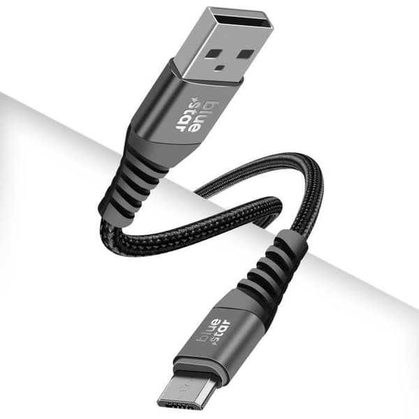 USB til mikro-USB-kabel 2A ladesynkronisering Nylonflettet 1,2 m Blå Stjerne Sort Svart