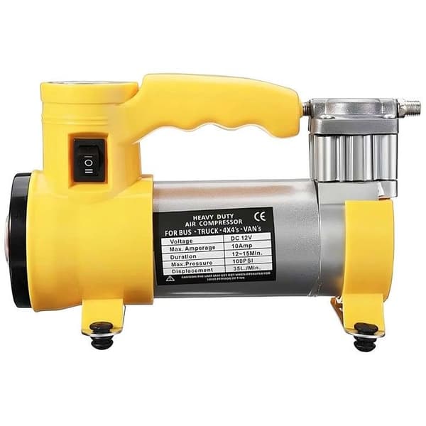 Luftkompressor - AVIZAR - 120W 12V - 150 PSI manometer - 27 L/min - LED Gul