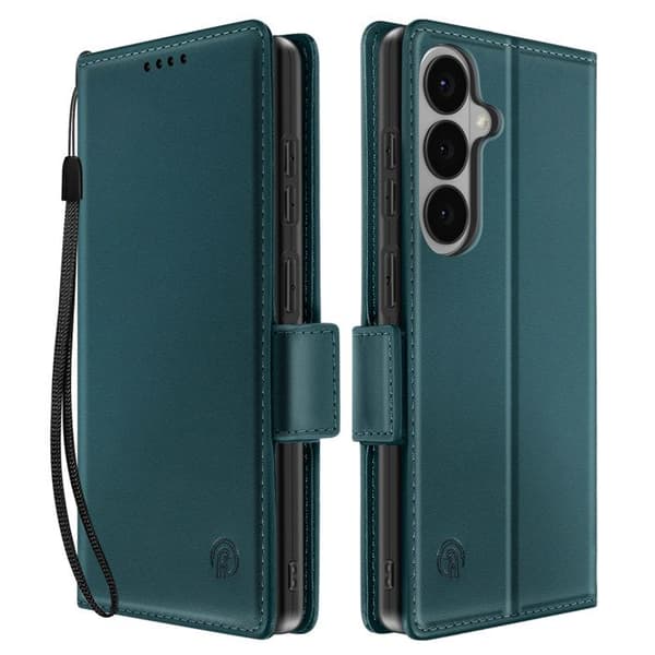 Pungetui til Galaxy S26 Læderlook Syet med Håndledsrem Grøn Grön