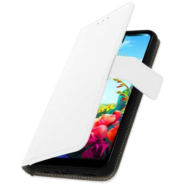 Cover LG K40s Folio Case Kortholder Video Support Funktion Hvid Vit