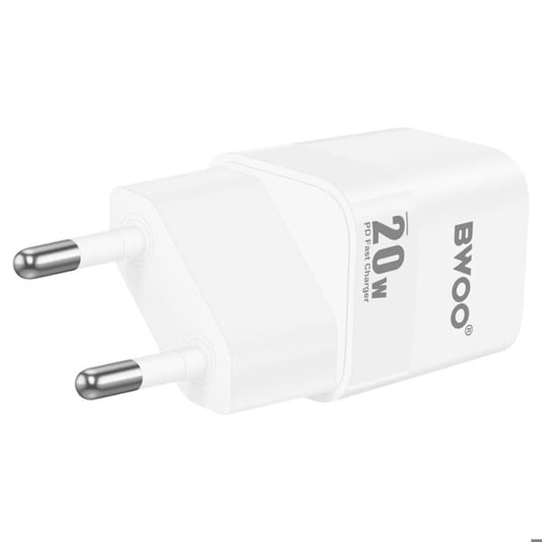 Strømforsyning - BWOO - USB-C oplader 20W - Hurtig opladning - Kompakt format - Intelligent chip Vit