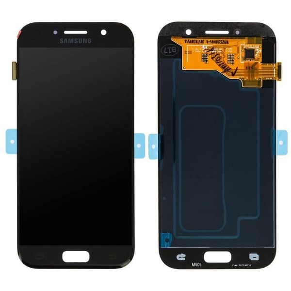 LCD-skærm - SAMSUNG - Galaxy A3 2017 - Sort - Udskiftning - Testet reservedele 100% Svart
