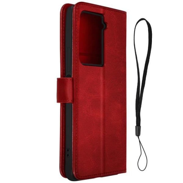 Taske - AVIZAR - HTC U23 Pro - Rød - Imiteret læder - Stand funktion Röd