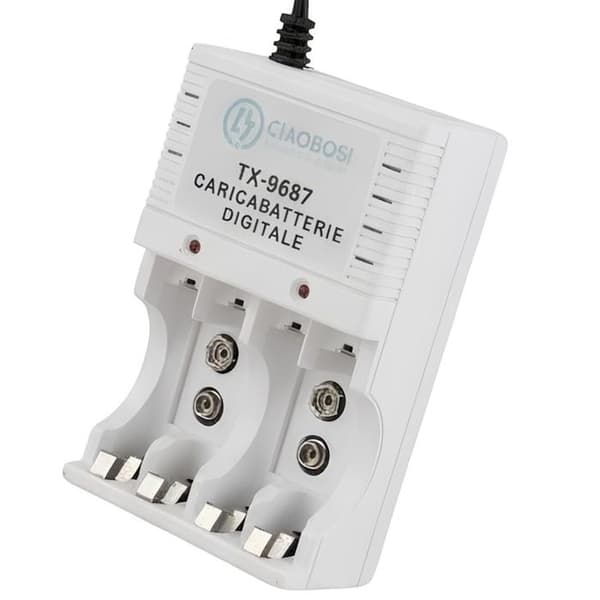 Digitalt AA og AAA Batterioplader 4 Kanaler Stik 220V AC 130mA Grå Grå