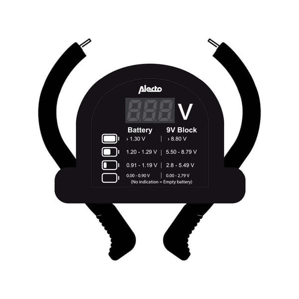 Universel Digital Batteritesteren til AA / AAA / C / D / 9V / Knapbatterier Alecto Sort