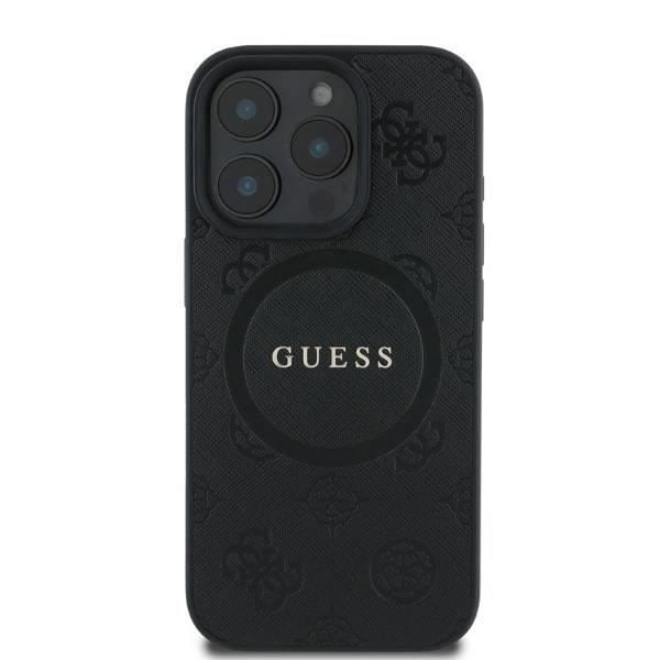 Guess Saffiano Peony Stamp Case med MagSafe til iphone 16 Pro Max 6,9" Sort - GUMP16XPSAPSMEK Svart