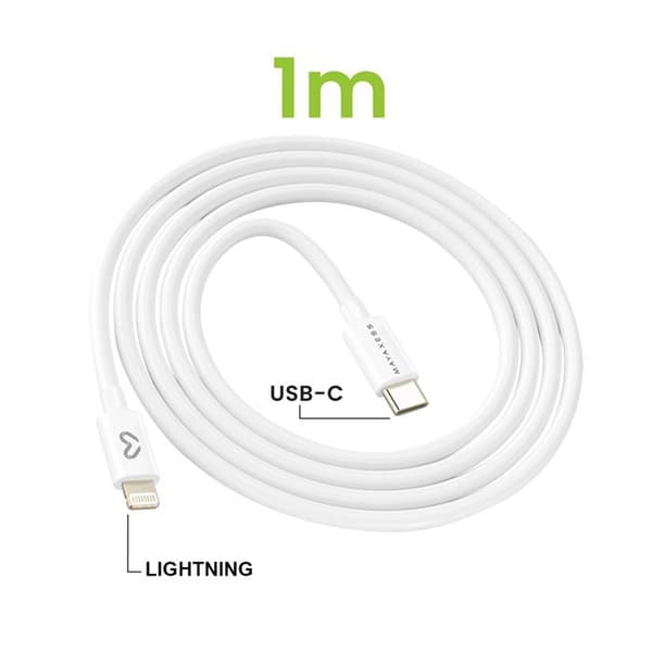 Laddare för iPhone 11 18W + Lightning-kabel 1m Mayaxess Vit Vit