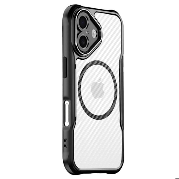 Coque för iPhone 16 Plus MagSafe Kolfiber Antichock Förstärkt Svart Svart