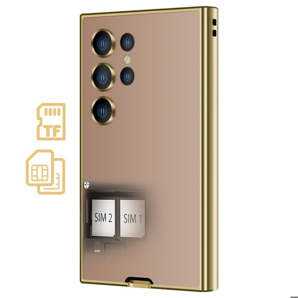 Mobiltelefon med knappar 2,01 tum Dubbel SIM Stil Linje Guld
