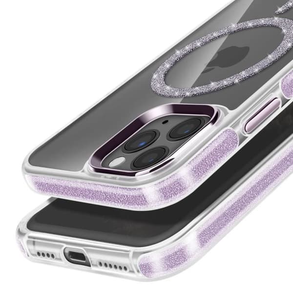 Coque MagSafe - Silikone - iPhone 11 Pro Max - Glitrende - Stødabsorberende - Kamerabeskyttelse Lila