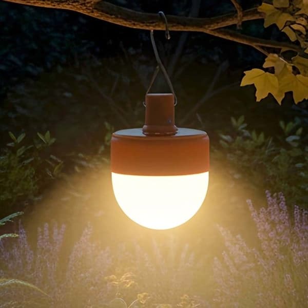 Solcellelampe - AVIZAR - Solcelle Camping 10W - 5 LED-tilstande - 1200mAh USB - IP44 Orange