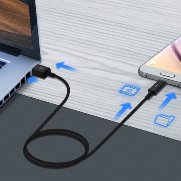 USB-kaapeli Micro-USB:lle - SAMSUNG - APCBU10BBE - 1m - Lataus ja synkronointi - Musta Svart
