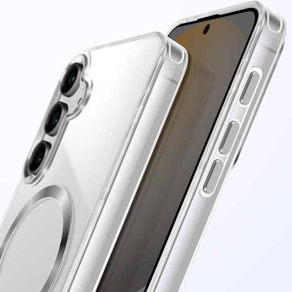Coque MagSafe för Samsung Galaxy S24 och S25 Baksida Glas Färg Silver Grå