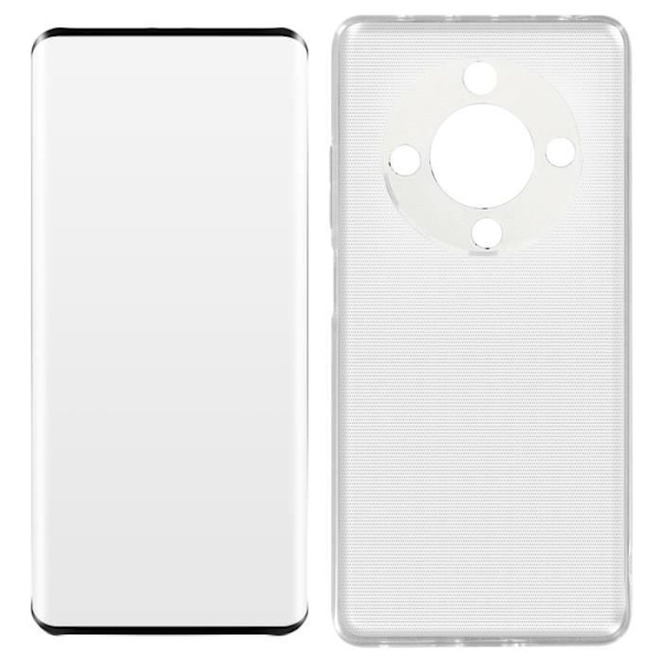 AVIZAR Case for Honor Magic 5 Lite 5G - silikonigeeli ja 9H karkaistu lasi - musta muoto Svart