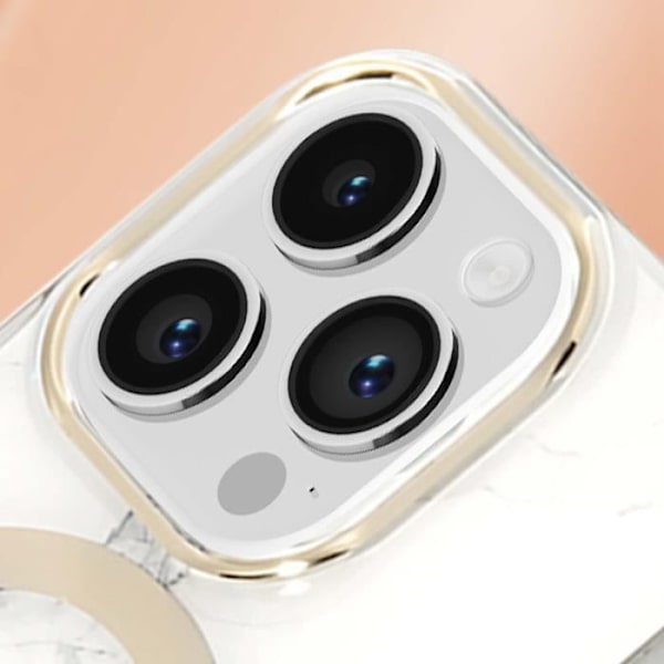 Pakke til iPhone 14 Pro Marble Cover og Guess 15W MagSafe Oplader Hvid Vit