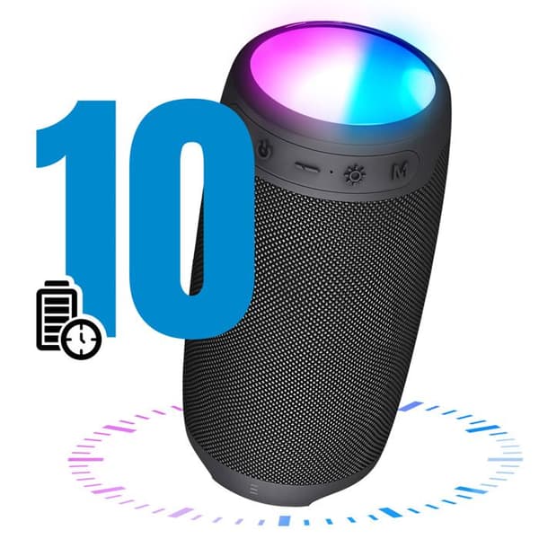 Bluetooth-högtalare - AKASHI - Bärbar - 10W - Autonomi 10h - Multifärgad LED Svart