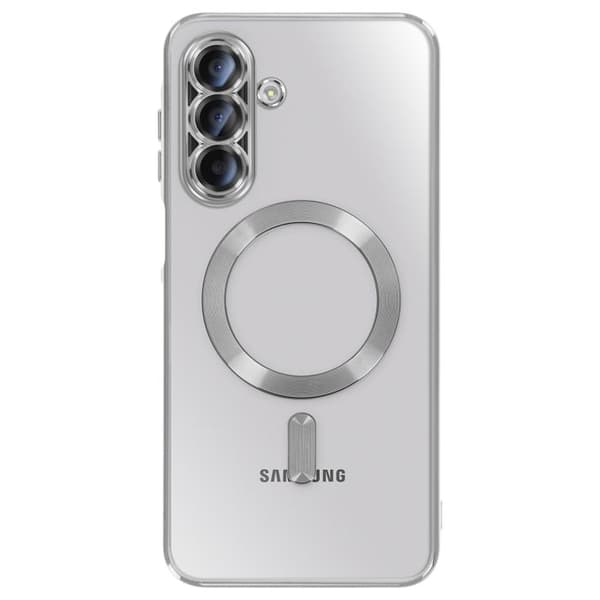 Coque för Galaxy A26 Kompatibel med MagSafe med Silver kromad kant Grå