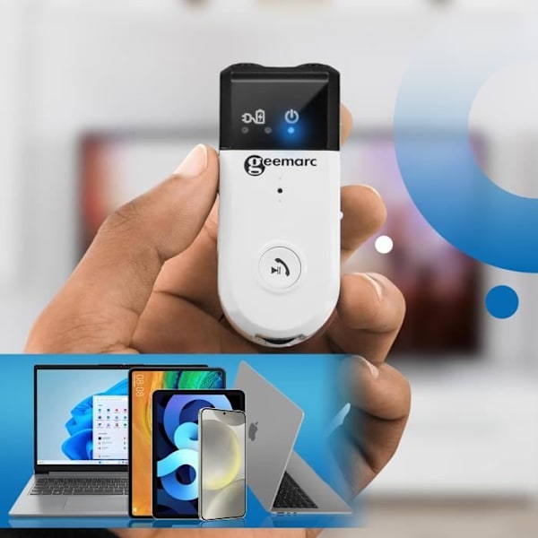 30dB Bluetooth-kuunteluvahvistin TV PC-puhelimeen mikrofonilla Geemarc White