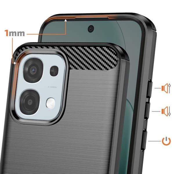 Cover til Oppo A6 Pro Carbon Effekt Blød Beskyttelse Stødabsorberende Sort Svart