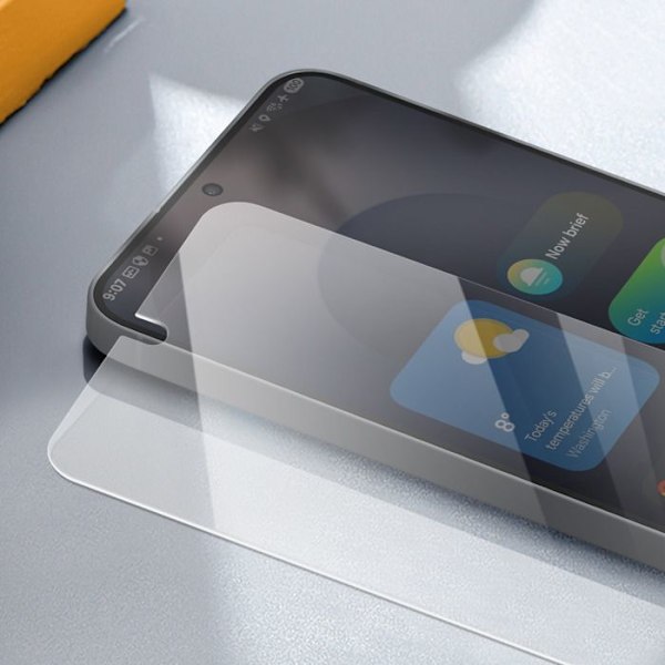 Härdat glas för Samsung Galaxy S25, reptåligt, transparent panzer-glas. Vit