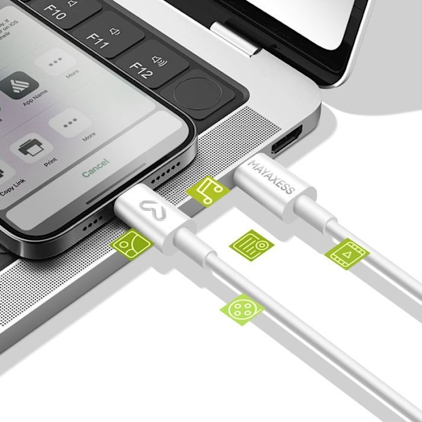 USB-C Power Delivery 20W vægadapter med Mayaxess hvidt kabel Vit