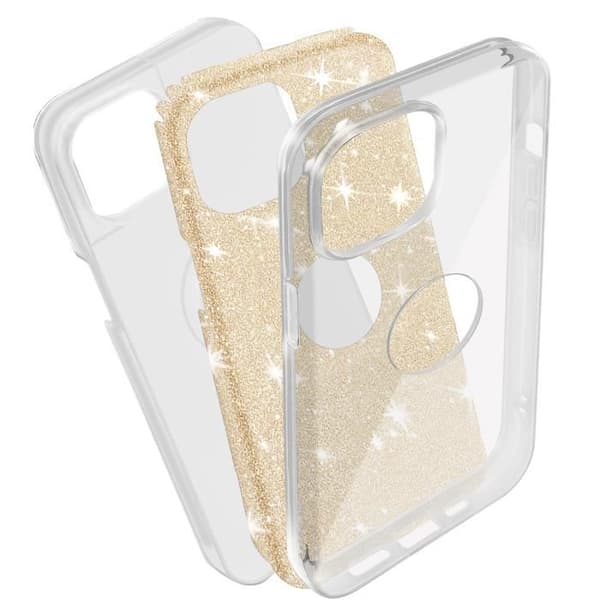 Coque - AVIZAR - iPhone 14 - Pailleté - Semi-rigid Silikone - Stødabsorberende gyllene