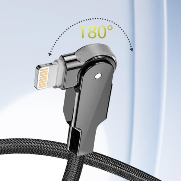 USB till Lightning-kabel 2,4A nylonflätad 1,2m 180 roterande kontakt Borofone svart