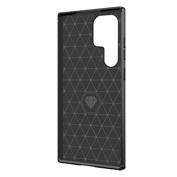 Etui til Samsung Galaxy S24 Ultra - AVIZAR - Carbon og børstet sort effekt - Halvstivt - Syntetisk - Blandet Svart