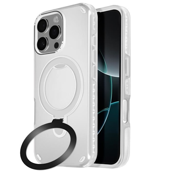 Coque MagSafe för iPhone 16 Pro Stöttålig med Fällbart Stöd Vit Vit