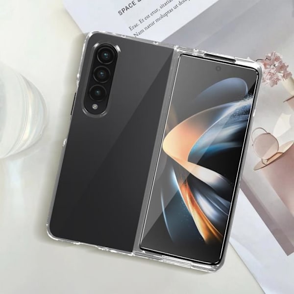 AVIZAR Fodral för Samsung Galaxy Z Fold 4 - Mjuk silikon - 9H härdat glasfilm Vit