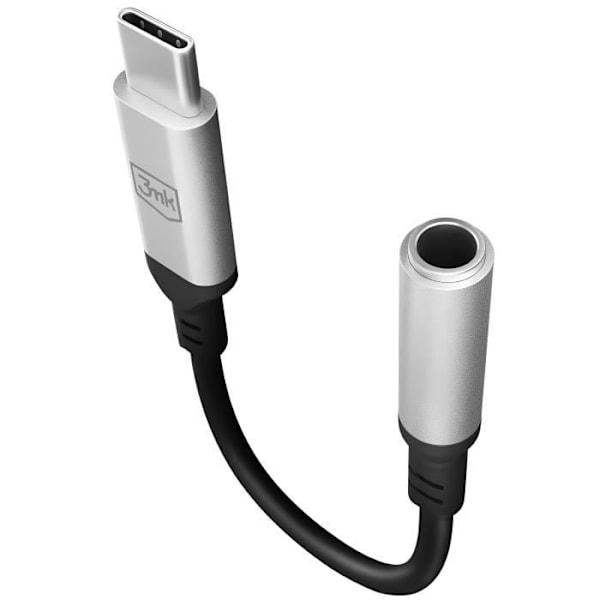 USB C - 3,5 mm Jack Audio Adapteri Korkea äänenlaatu Kompakti 3mk musta - hopea